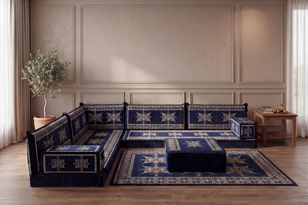 L Shaped Turkish Sofa, Arabic Majlis, Turkish Rug, Sofa Bed, Terrace Sofa, Floor Couch, Yoga Sofa with Ottoman Couch and Rug, Living Room Furniture, Ethnic Sofa