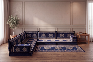 L Shaped Turkish Sofa, Arabic Majlis, Turkish Rug, Sofa Bed, Terrace Sofa, Floor Couch, Yoga Sofa with Ottoman Couch and Rug, Living Room Furniture, Ethnic Sofa