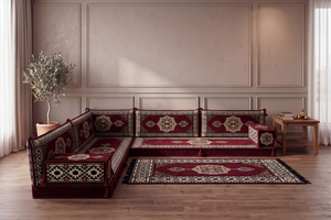 4 Zoll dickes L-Sofa-Set, arabisches Ecksofa, L-förmiges marineblaues türkisches Sofa, orientalische Bodenkissen, arabischer Majlis, traditionelles Wohnzimmersofa, arabisches Jalsa-Set