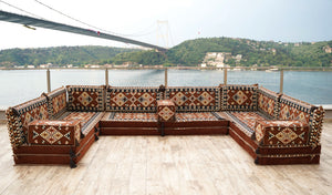Brown Urgup Mystic pattern U-shaped Arabic floor sofa set, photo 13 of 13