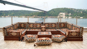 Brown Urgup Mystic pattern U-shaped Arabic floor sofa set, photo 10 of 12