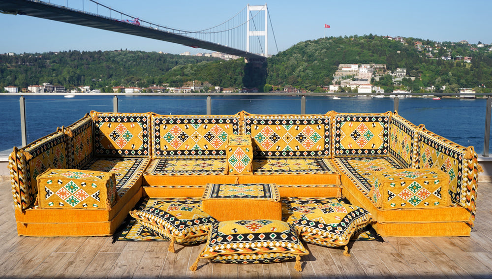 8'' Thickness U Sofa Set, Turkish Sofa Seating, Moroccan Sofa, Arabic Jalsa