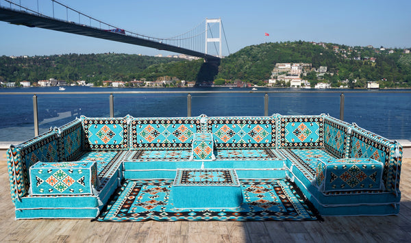 8'' Thickness U Sofa Set, Moroccan Sofa, Arabic Jalsa, Turkish Sitting Pillows, Floor Sofa