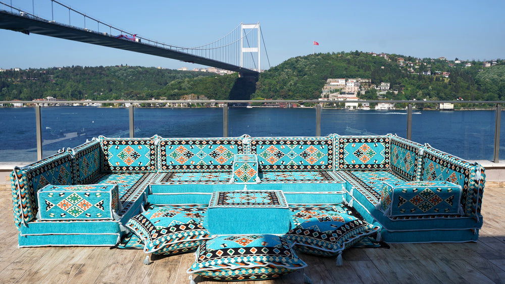 8'' Thickness U Sofa Set, Moroccan Sofa, Arabic Jalsa, Turkish Sitting Pillows, Floor Sofa