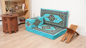 Palace Elegance: Single Floor Sofa Set – 4 Inch Thick Arabic Majlis – Bohemian Low Seating – Turkish Cushion