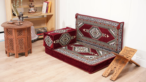 Palace Elegance: Single Floor Sofa Set – 4 Inch Thick Arabic Majlis – Bohemian Low Seating – Turkish Cushion