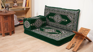 Palace Elegance: Single Floor Sofa Set – 4 Inch Thick Arabic Majlis – Bohemian Low Seating – Turkish Cushion