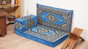 Palace Elegance: Single Floor Sofa Set – 4 Inch Thick Arabic Majlis – Bohemian Low Seating – Turkish Cushion