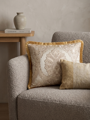 Pewter Imperial Velvet: French Country Damask Lumbar Pillow – Embroidered – Cord Trim