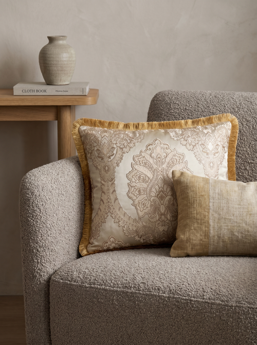 Pewter Imperial Velvet: French Country Damask Lumbar Pillow – Embroidered – Cord Trim