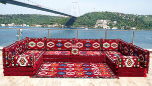 8'' Thickness U Sofa Set, Turkish Sitting Pillows, Floor Cushions, Arabic Majlis Sofa