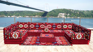 8'' Thickness U Sofa Set, Turkish Sitting Pillows, Floor Cushions, Arabic Majlis Sofa