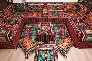 U Shaped Maroon Floor Cushions, Turkish Sofa, Modern Arabic Majlis Sofa, Floor Sofa Set, Ethnic Sofa, Arabic Jalsa, Moroccan Sofa