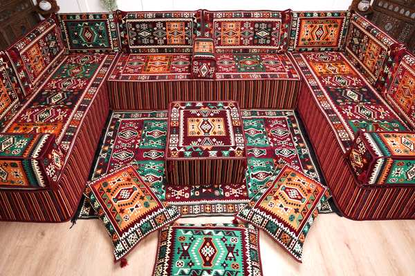 8'' Thickness U Sofa Set, Turkish Floor Seating Set, Oriental Sofa Seating Set