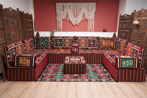 U Shaped Maroon Floor Cushions, Turkish Sofa, Modern Arabic Majlis Sofa, Floor Sofa Set, Ethnic Sofa, Arabic Jalsa, Moroccan Sofa