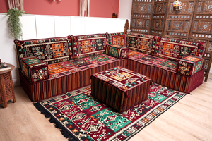 8'' Thickness L Sofa Set, Arabic Sofa Set, Floor Sofa Seating Set, Oriental Floor Seating, Floor Cushions