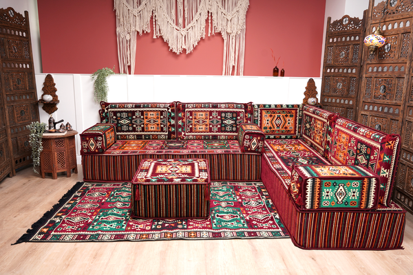 8'' Thickness L Sofa Set, Arabic Sofa Set, Floor Sofa Seating Set, Oriental Floor Seating, Floor Cushions