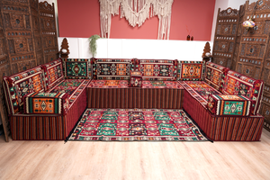 8'' Thickness U Sofa Set, Turkish Floor Seating Set, Oriental Sofa Seating Set