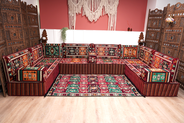 8'' Thickness U Sofa Set, Turkish Floor Seating Set, Oriental Sofa Seating Set