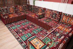U Shaped Maroon Floor Cushions, Turkish Sofa, Modern Arabic Majlis Sofa, Floor Sofa Set, Ethnic Sofa, Arabic Jalsa, Moroccan Sofa