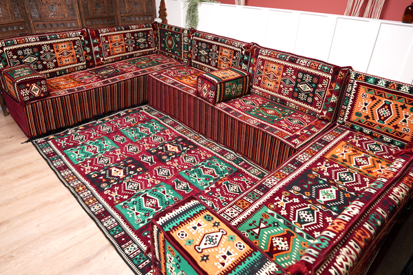 8'' Thickness U Sofa Set, Turkish Floor Seating Set, Oriental Sofa Seating Set