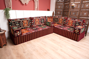 8'' Thickness L Sofa Set, Arabic Sofa Set, Floor Sofa Seating Set, Oriental Floor Seating, Floor Cushions