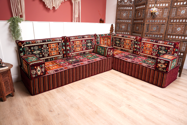 8'' Thickness L Sofa Set, Arabic Sofa Set, Floor Sofa Seating Set, Oriental Floor Seating, Floor Cushions