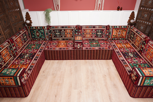 U Shaped Maroon Floor Cushions, Turkish Sofa, Modern Arabic Majlis Sofa, Floor Sofa Set, Ethnic Sofa, Arabic Jalsa, Moroccan Sofa