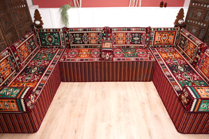 8'' Thickness U Sofa Set, Turkish Floor Seating Set, Oriental Sofa Seating Set