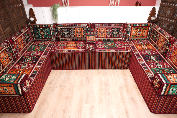 8'' Thickness U Sofa Set, Turkish Floor Seating Set, Oriental Sofa Seating Set