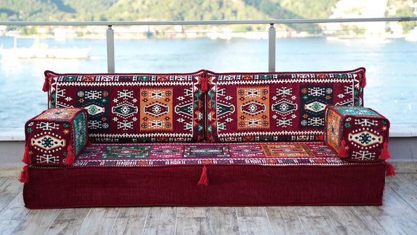 4'' Dicke Maroon Sofa-Sitzgarnitur, Arabisches Sofa-Set, Einzelsessel-Sets, Orientalische Bodensitzgelegenheiten, Wohnzimmersofa, Sofa-Schutzhüllen