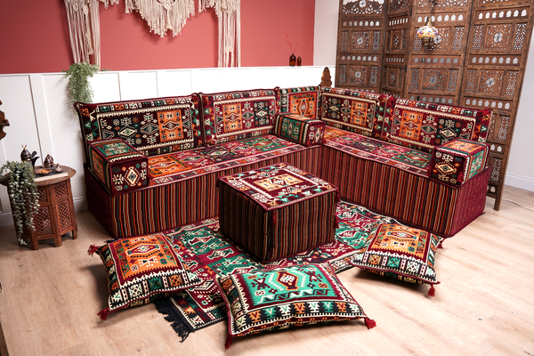 8'' Thickness L Sofa Set, Arabic Sofa Set, Floor Sofa Seating Set, Oriental Floor Seating, Floor Cushions