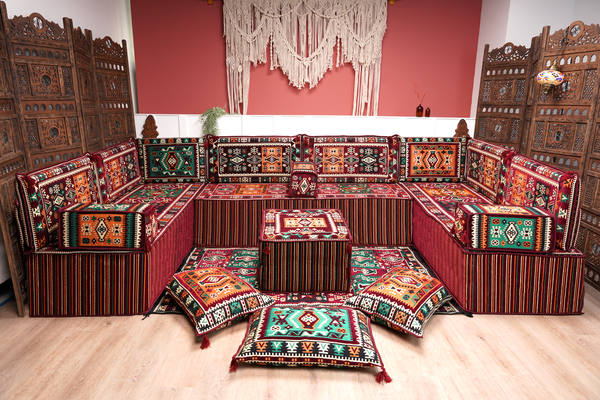 8'' Thickness U Sofa Set, Turkish Floor Seating Set, Oriental Sofa Seating Set