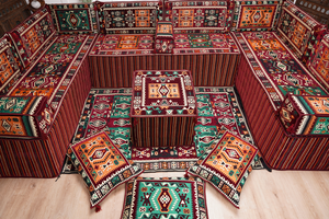U Shaped Maroon Floor Cushions, Turkish Sofa, Modern Arabic Majlis Sofa, Floor Sofa Set, Ethnic Sofa, Arabic Jalsa, Moroccan Sofa