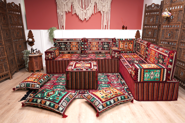 8'' Thickness L Sofa Set, Arabic Sofa Set, Floor Sofa Seating Set, Oriental Floor Seating, Floor Cushions
