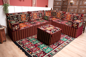 8'' Thickness L Sofa Set, Arabic Sofa Set, Floor Sofa Seating Set, Oriental Floor Seating, Floor Cushions