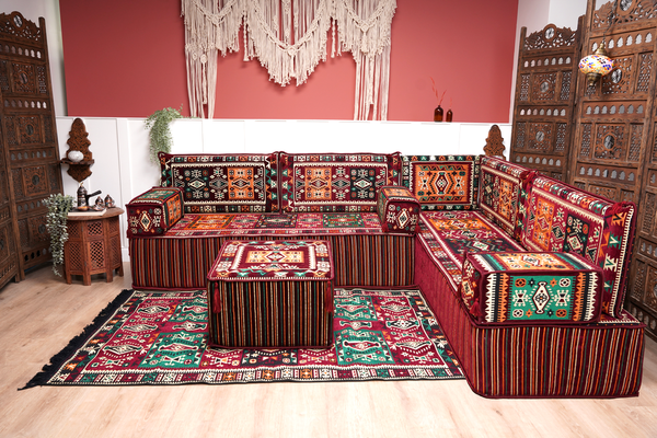 8'' Thickness L Sofa Set, Arabic Sofa Set, Floor Sofa Seating Set, Oriental Floor Seating, Floor Cushions