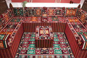 Premium U Shaped Arabic Sofa Set, Maroon Floor Cushions, Arabic Seating Floor Sofa, Backrests, Moroccan Sofas