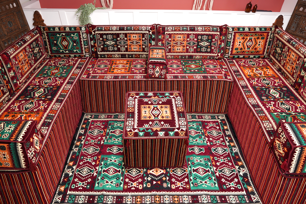 8'' Thickness U Sofa Set, Turkish Floor Seating Set, Oriental Sofa Seating Set