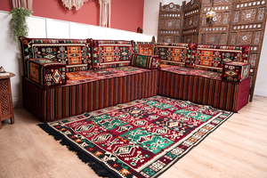 8'' Thickness L Sofa Set, Arabic Sofa Set, Floor Sofa Seating Set, Oriental Floor Seating, Floor Cushions
