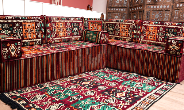 8'' Thickness L Sofa Set, Arabic Sofa Set, Floor Sofa Seating Set, Oriental Floor Seating, Floor Cushions
