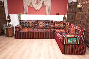 8'' Thickness L Sofa Set, Arabic Sofa Set, Floor Sofa Seating Set, Oriental Floor Seating, Floor Cushions