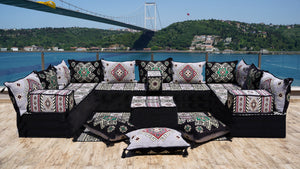 8'' Thickness U Sofa Set, Arabic Diwan Sofas, Moroccan Rug, Arabic Majlis Seating