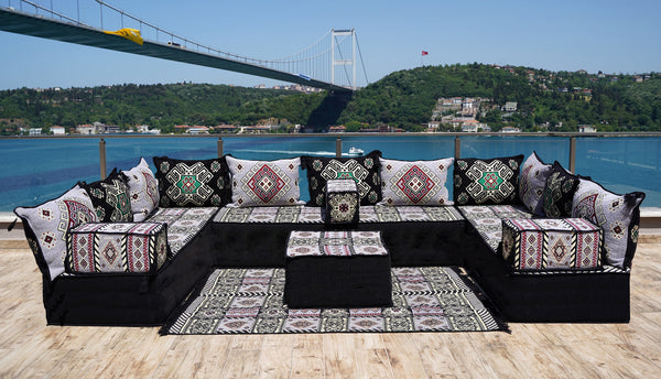 8'' Thickness U Sofa Set, Arabic Diwan Sofas, Moroccan Rug, Arabic Majlis Seating