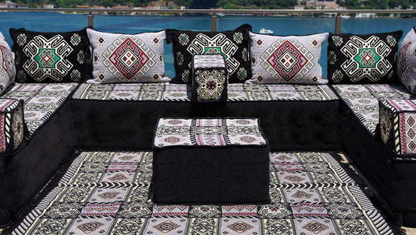 8'' Thickness U Sofa Set, Arabic Diwan Sofas, Moroccan Rug, Arabic Majlis Seating