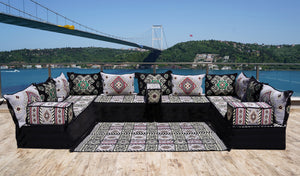 8'' Thickness U Sofa Set, Arabic Diwan Sofas, Moroccan Rug, Arabic Majlis Seating