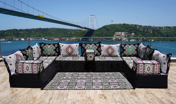 8'' Thickness U Sofa Set, Arabic Diwan Sofas, Moroccan Rug, Arabic Majlis Seating