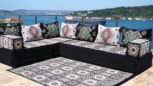 Gray L Shaped Floor Couch, Corner Floor Cushions, Moroccan Home Decor, Oriental Sofa Covers