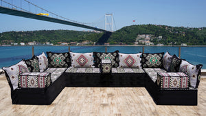 8'' Thickness U Sofa Set, Arabic Diwan Sofas, Moroccan Rug, Arabic Majlis Seating