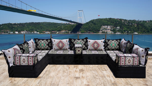 8'' Thickness U Sofa Set, Arabic Diwan Sofas, Moroccan Rug, Arabic Majlis Seating